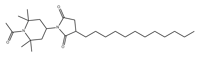 N-(1-乙酰基-2,2,6,6-四甲基-4-哌啶基)-2-十二基琥珀酰亚胺 结构式