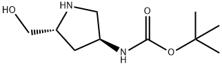 N-[(3S,5R)-5-(羟甲基)-3-吡咯烷基]氨基甲酸叔丁酯 结构式