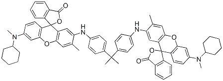 2,2-Bis[4-[6'-(N-cyclohexyl-N-methylamino)-3'-methylspiro[phthalide-3,9'-[9H]xanthen]-2'-ylamino]phenyl]propane 结构式