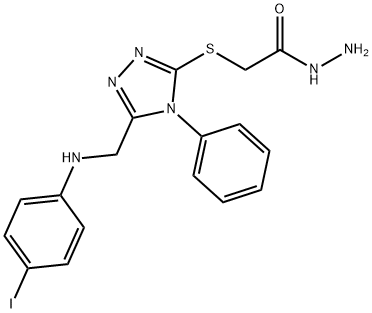 2-((5-(((4-碘苯基)氨基)甲基)-4-苯基-4H-1,2,4-三唑-3-基)硫代)乙酰肼 结构式