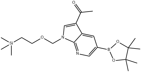 1-(5-(4,4,5,5-四甲基-1,3,2-二氧杂环戊硼烷-2-基)-1-((2-(三甲基甲硅烷基)乙氧基)甲基)-1H-吡咯并[2,3-B]吡啶-3-基)乙酮 结构式