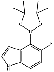 5-氟-4-(四甲基-1,3,2-二噁硼戊环-2-基)-1H-吲哚 结构式