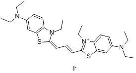 3-ETHYL-6-DIETHYLAMINO-2-(2-(3-ETHYL-6-DIETHYLAMINO-2-BENZOTHIAZLINYLIDENE)-PROPENYL) BENZOTHIAZOLIUM IODIDE 结构式