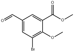 3-溴-5-甲酰基-2-甲氧基苯甲酸甲酯 结构式