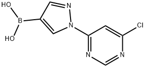 1-(6-CHLOROPYRIMIDIN-4-YL)PYRAZOLE-4-BORONIC ACID 结构式