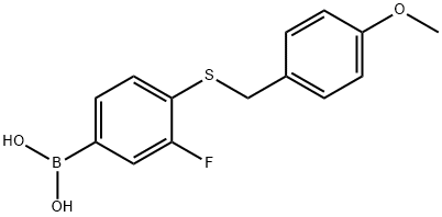 3-Fluoro-4-(4-methoxybenzylthio)phenylboronic acid 结构式