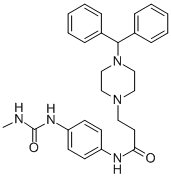 1-Piperazinepropanamide, 4-(diphenylmethyl)-N-(4-(((methylamino)carbon yl)amino)phenyl)- 结构式