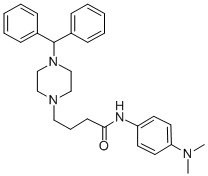 1-Piperazinebutanamide, N-(4-(dimethylamino)phenyl)-4-(diphenylmethyl) - 结构式