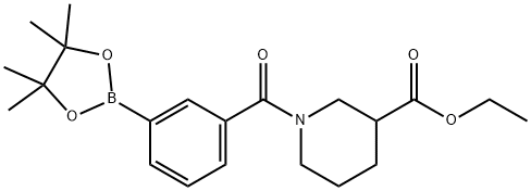 3-[3-(ETHOXYCARBONYL)PIPERIDINE-1-CARBONYL]PHENYLBORONIC ACID PINACOL ESTER 结构式