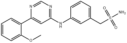 (3-(6-(2-甲氧基苯基)嘧啶-4-基氨基)苯基)甲烷磺酰胺 结构式