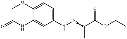 乙基丙酮酸酯-3-甲酰氨基-4-甲氧基苯基腙 结构式