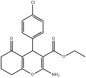 2-氨基-4-(4-氯苯基)-5-氧代-5,6,7,8-四氢-4H-色烯-3-羧酸乙酯 结构式