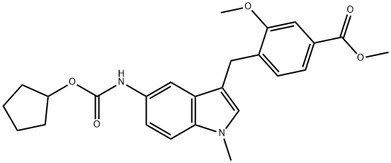 4-[[5-[[(Cyclopentyloxy)carbonyl]aMino]-1-Methyl-1H-indol-3-yl]Methyl]-3-Methoxy-benzoic Acid Methyl Ester 结构式