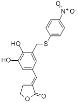 2(3H)-Furanone, dihydro-3-((3,4-dihydroxy-5-(((4-nitrophenyl)thio)meth yl)phenyl)methylene)- 结构式