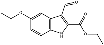 1H-INDOLE-2-CARBOXYLIC ACID,5-ETHOXY-3-FORMYL-,ETHYL ESTER 结构式