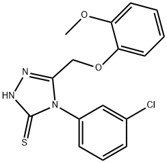 2,4-Dihydro-4-(3-chlorophenyl)-5-((2-methoxyphenoxy)methyl)-3H-1,2,4-t riazole-3-thione 结构式