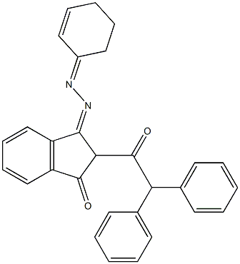 2-二苯基乙酰基-3-(环己基-腙基)茚满-1-酮 结构式