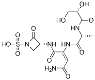 (E)-2-[[N-[(2S)-2,3-Dihydroxy-1-oxopropyl]-D-alanyl]amino]-N-[(3R)-2-oxo-1-sulfo-3-azetidinyl]-2-butenediamide 结构式