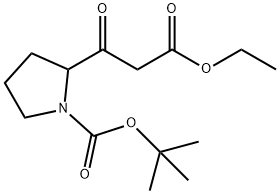 2-(3-乙氧基-3-氧代丙酰基)吡咯烷-1-羧酸叔丁酯 结构式