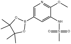 N-[2-METHOXY-5-(4,4,5,5-TETRAMETHYL-1,3,2-DIOXABOROLAN-2-YL)-3-PYRIDINYL]-METHANESULFONAMIDE 结构式