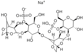 O-3,6-脱水-ALPHA-D-吡喃半乳糖基-(1-3)-O-4-O-磺基-BETA-D-吡喃半乳糖基-(1-4)-O-3,6-脱水-ALPHA-D-吡喃半乳糖基-(1-3)-D-半乳糖 4-(硫酸氢酯)二钠盐 结构式