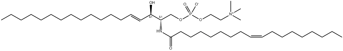 N-油酰基-D-赤型鞘氨酰基磷酰胆碱 结构式
