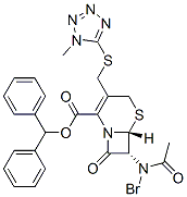 (6R,7R)-7-Bromoacetylamino-3-[(1-methyl-1H-tetrazol-5-ylthio)methyl]-8-oxo-5-thia-1-azabicyclo[4.2.0]oct-2-ene-2-carboxylic acid diphenylmethyl ester 结构式