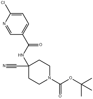 4-[(6-CHLORO-PYRIDINE-3-CARBONYL)-AMINO]-4-CYANO-PIPERIDINE-1-CARBOXYLIC ACID TERT-BUTYL ESTER 结构式