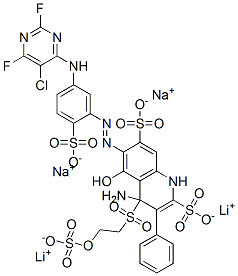 2,7-Naphthalenedisulfonic acid, 4-amino-6-5-(5-chloro-2,6-difluoro-4-pyrimidinyl)amino-2-sulfophenylazo-5-hydroxy-3-4-2-(sulfooxy)ethylsulfonylphenylazo-, lithium sodium salt 结构式