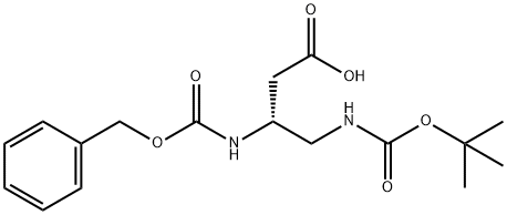 (R)-3-(((苄氧基)羰基)氨基)-4-((叔丁氧基羰基)氨基)丁酸 结构式