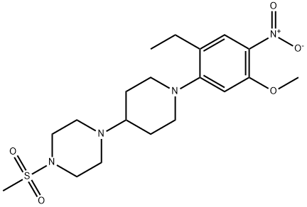 1-(1-(2-乙基-5-甲氧基-4-硝基苯基)哌啶-4-基)-4-(甲基磺酰基)哌嗪 结构式