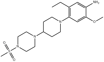 5-乙基-2-甲氧基-4-(4-(4-(甲基磺酰基)哌嗪-1-基)哌啶-1-基)苯胺 结构式