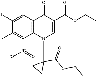 3(4H)-Quinolinecarboxylic acid, 1-[1-(ethoxycarbonyl)cyclopropyl]-6-fluoro-7-Methyl-8-nitro-4-oxo-, ethyl ester 结构式