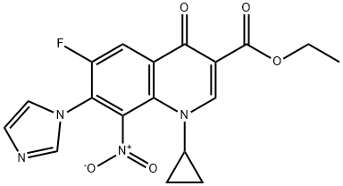 3-Quinolinecarboxylic acid, 1-cyclopropyl-6-fluoro-1,4-dihydro-7-(1H-iMidazol-1-yl)-8-nitro-4-oxo-, ethyl ester 结构式