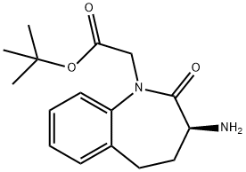 (S)-3-氨基-2,3,4,5-四氢-2-氧-1H-1-苯并氮杂卓-1-乙酸叔丁酯 结构式
