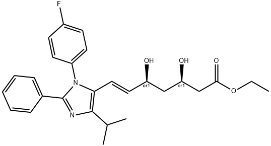 7-[1-(4-氟苯基)-4-异丙基-2-苯基-1H-咪唑-5-基]-3,5-二羟基-反-6-庚酸乙酯 结构式