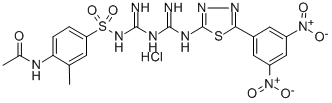 Acetamide, N-(4-(((((((5-(3,5-dinitrophenyl)-1,3,4-thiadiazol-2-yl)ami no)iminomethyl)amino)iminomethyl)amino)sulfonyl)-2-methylphenyl)-, mon ohydrochloride 结构式