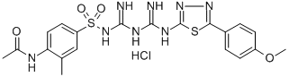 Acetamide, N-(4-(((imino((imino((5-(4-methoxyphenyl)-1,3,4-thiadiazol- 2-yl)amino)methyl)amino)methyl)amino)sulfonyl)-2-methylphenyl)-, monoh ydrochloride 结构式