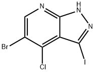 3-碘-5-溴-4-氯-1H-吡唑并[3,4-B]吡啶 结构式