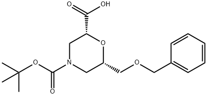 (2R,6S)-6 - ((苄氧基)甲基)-4-(叔丁氧羰基)吗啉-2-羧酸 结构式