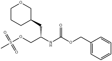 CarbaMic acid, N-[(1S)-1-[[(Methylsulfonyl)oxy]Methyl]-2-[(3R)-tetrahydro-2H-pyran-3-yl]ethyl]-, phenylMethyl ester 结构式