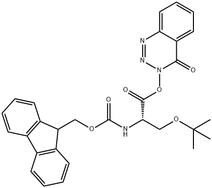Fmoc-O-叔丁基-L-丝氨酸 3,4-二氢-4-氧代-1,2,3-苯并三嗪-3-基酯 结构式