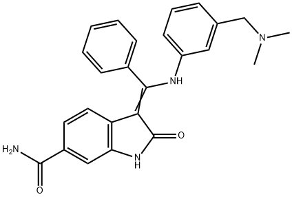 3-[[[3-[(二甲基氨基)甲基]苯基]氨基]苯基亚甲基]-2,3-二氢-2-氧代-1H-吲哚-6-甲酰胺 结构式
