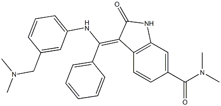 3-[[[3-[(二甲基氨基)甲基]苯基]氨基]苯基亚甲基]-2,3-二氢-N,N-二甲基-2-氧代-1H-吲哚-6-甲酰胺 结构式