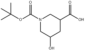 1-Boc-5-Hydroxypiperidine-3-carboxylic Acid 结构式