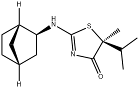 (5S)-2-[(1S,2S,4R)-双环[2.2.1]庚烷-2-氨基]-5-甲基-5-异丙基-4(5H)-噻唑酮 结构式