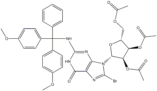 N-(4,4'-DiMethoxytrityl)-8-broMoguanosine 2',3',5'-Triacetate 结构式