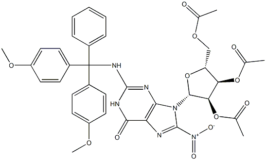 N-(4,4'-DiMethoxytrityl)-8-nitroguanosine 2',3',5'-Triacetate 结构式