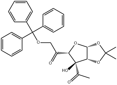 3-O-乙酰基-1,2-O-异亚丙基-6-O-三苯甲基-B-L-阿拉伯 - 吡喃糖-9-酮糖 结构式
