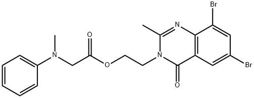 Glycine, N-methyl-N-phenyl-, 2-(6,8-dibromo-2-methyl-4-oxo-3(4H)-quina zolinyl)ethyl ester 结构式